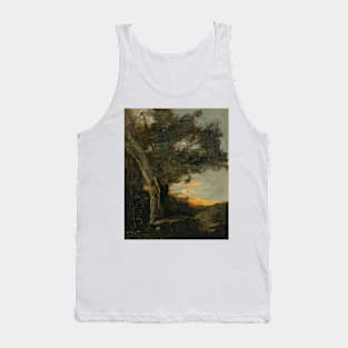 Sunset with a Lioness by Jean-Baptiste Camille Corot Tank Top